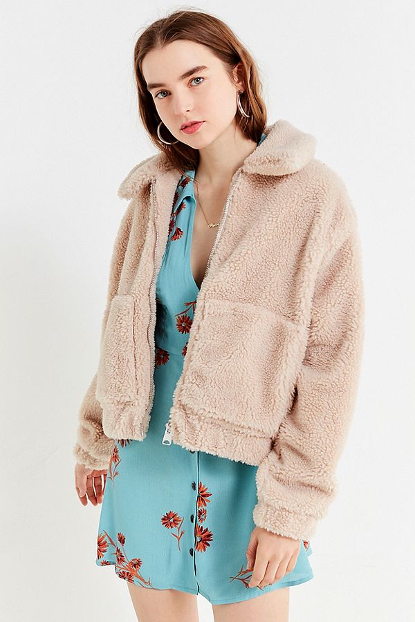 UO Cropped Teddy Jacket