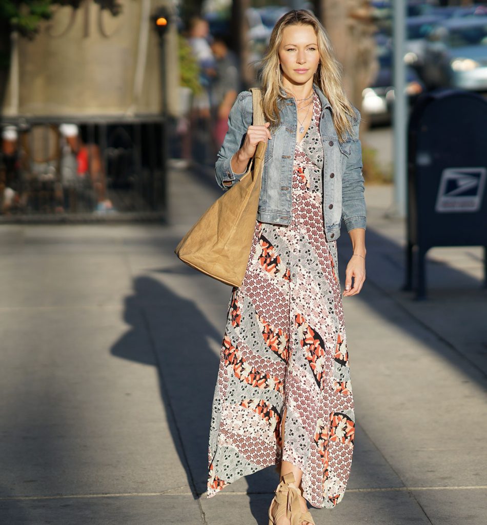 blazer over maxi dress