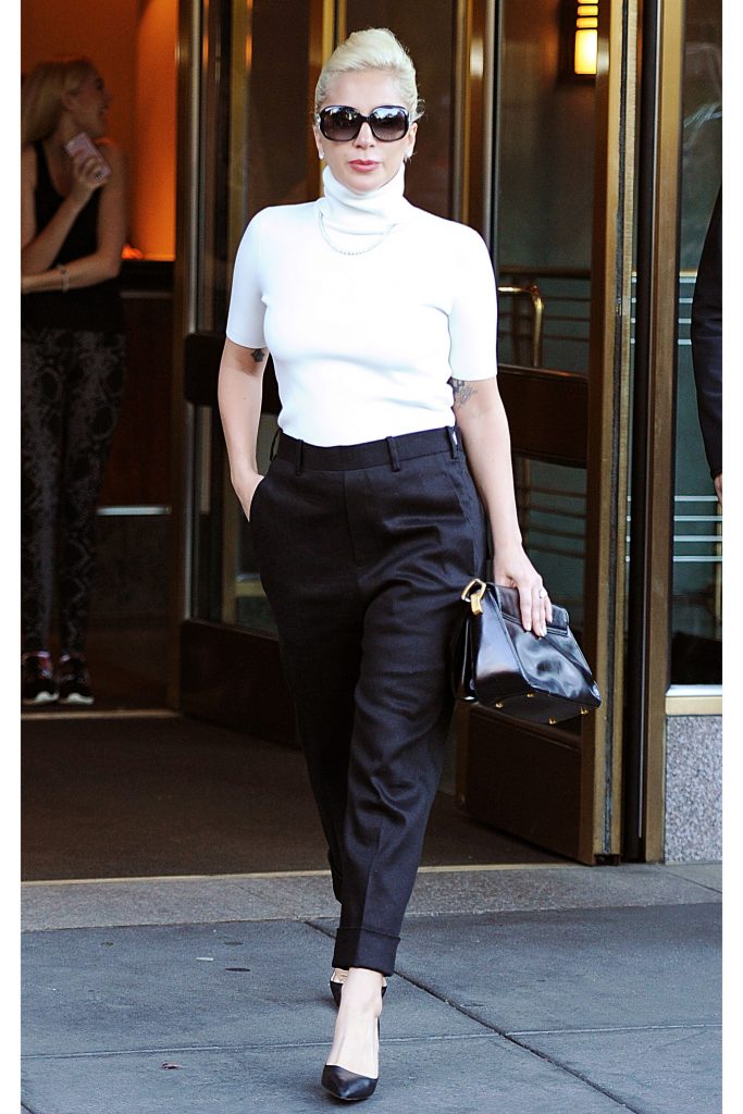 Lady Gaga White Turtleneck