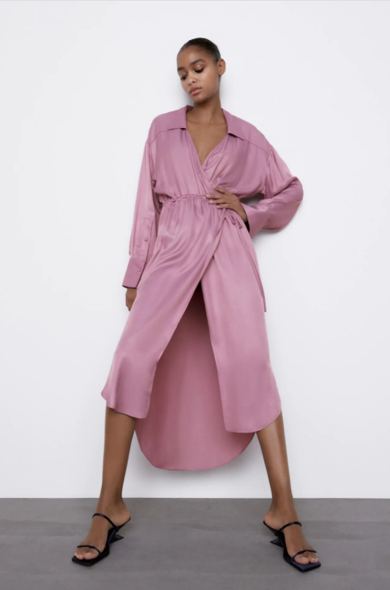 Zara Satin Effect Wrap Dress